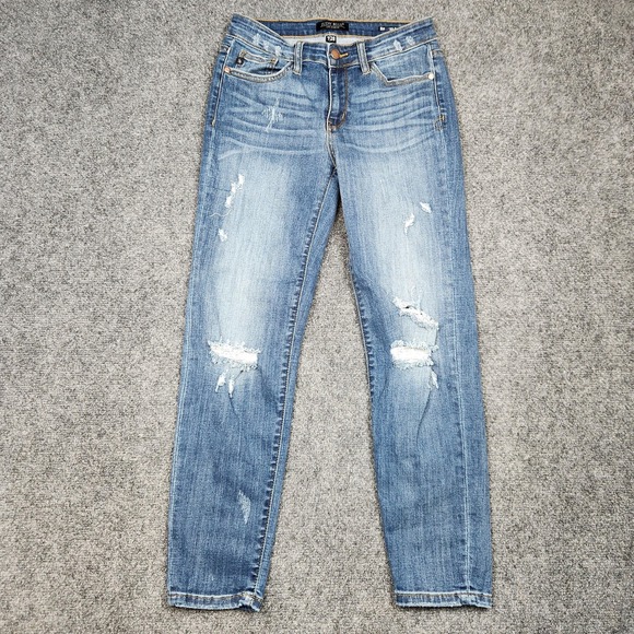Judy Blue Jeans Womens 7/28 Blue Relaxed Fit Distressed Stretch Denim JB8271DK - Picture 1 of 16